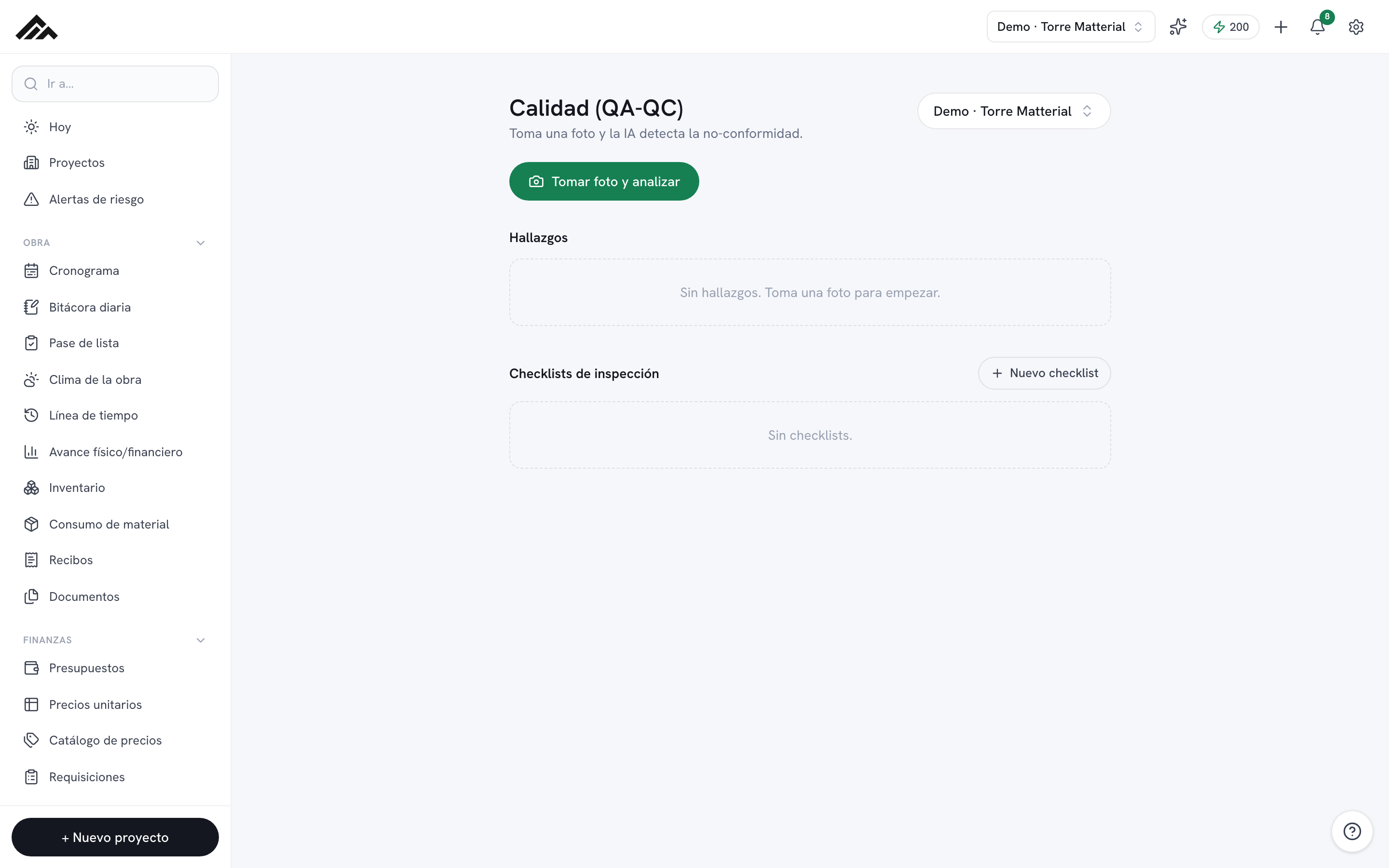 Módulo de Calidad (QA-QC) en Matterial